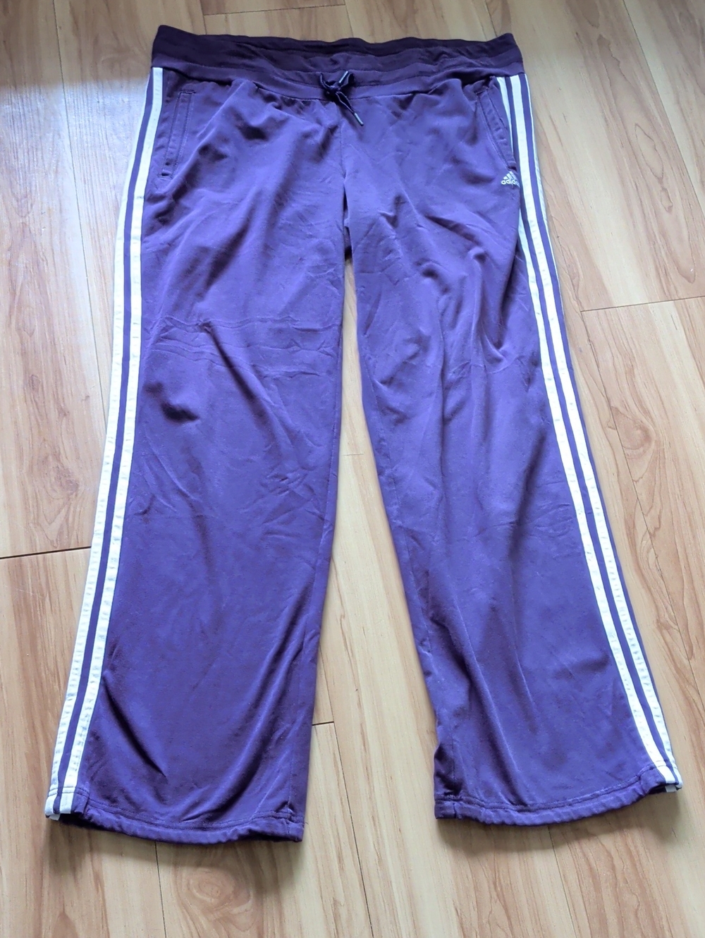 adidas Purple Track Pants with White Three-Stripes